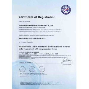 Jundao (Henan) New Materials Co.,Ltd. Certifications
