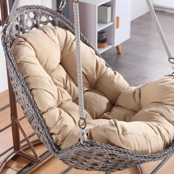 Metal Lazy Balcony Rocking Chair Family Hanging Basket Rattan Chair Swing for Outdoor