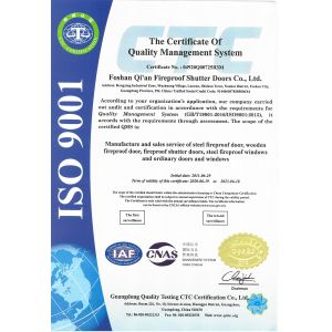 Foshan Qian Fireproof Shutter Doors Co., Ltd. Certifications