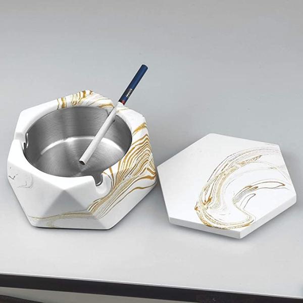 Japanese Smokeless Cigarette Ashtray with Lid Stainless Steel Ash Trays Covered Windproof