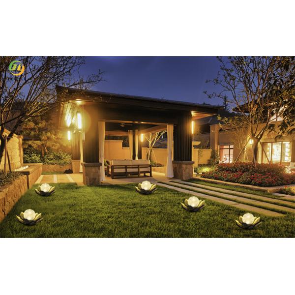 Waterproof Solar Outdoor Lights Crackle Globe Glass Lotus Decoration