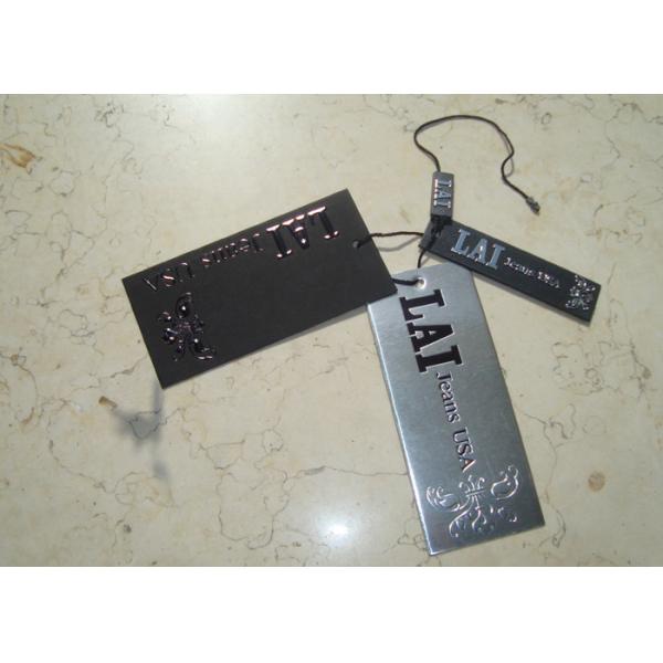 Luxury Custom Clothing Labels Hang Tags Printing Emboss Black Foil Stamping Logo
