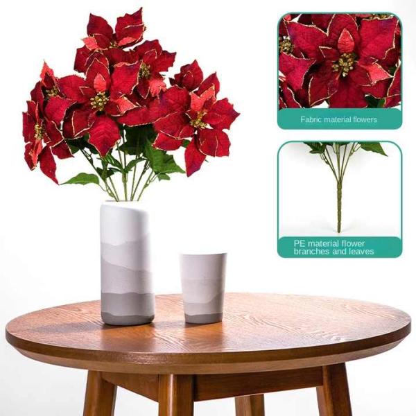 Realistic Simulation Plastic Silk Cloth Flower Bouquet Home Table Christmas Scene Decoration Desktop Ornament for Table