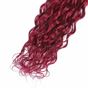 Burgundy Water Wave Remy Human Hair Bundles Sew In Weave Bundles Brazilian