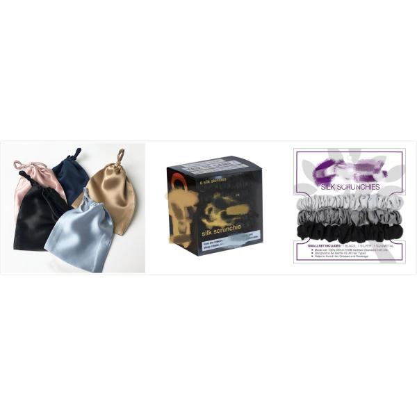 60 Bunny Ear Satin Silk Scrunchies , Girls 22 Momme Silk Elastic Hair Ties