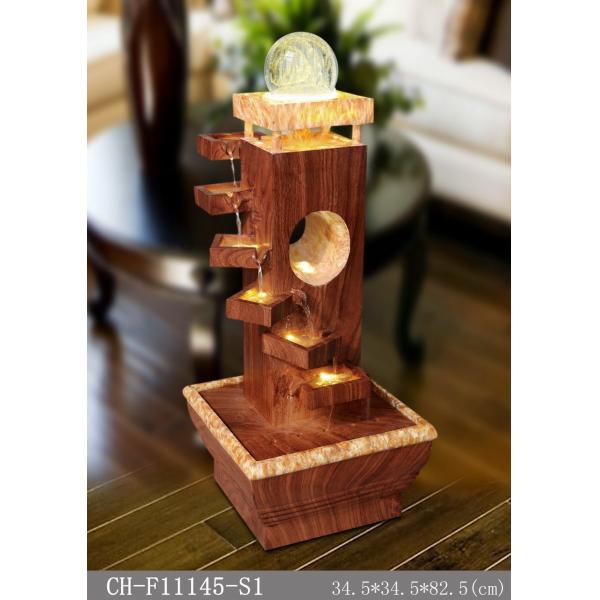 29 Inch Step Wood Rattan Effect Water Fountain