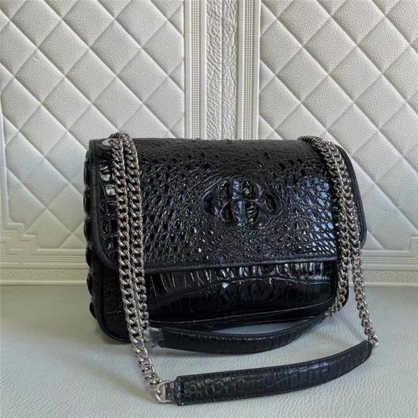 Authentic Crocodile Skin Women Flap Purse Genuine Alligator Leather Lady Chain Bag Female Single Cross Shoulder Bag