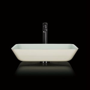Quality Pedestal Above Counter Rectangular Vessel Sink Glass Bowl Bathroom Countertop for sale