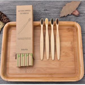 Natural Charcoal Biodegradable Bamboo Toothbrush Custom Green