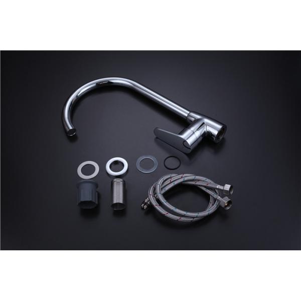 Durable Brushed Stainless Kitchen Faucet Sink Mixer Taps With 50cm Flexible Hoses