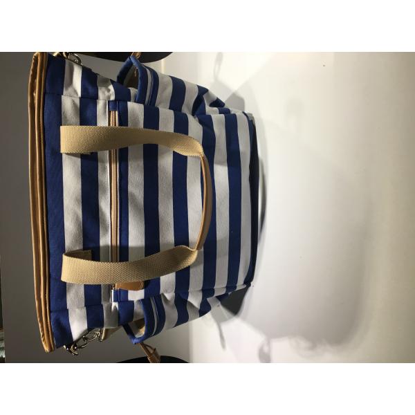 Strips Printing Toddler Diaper Bag Totes , Portable Baby Nursery Bag Canvas