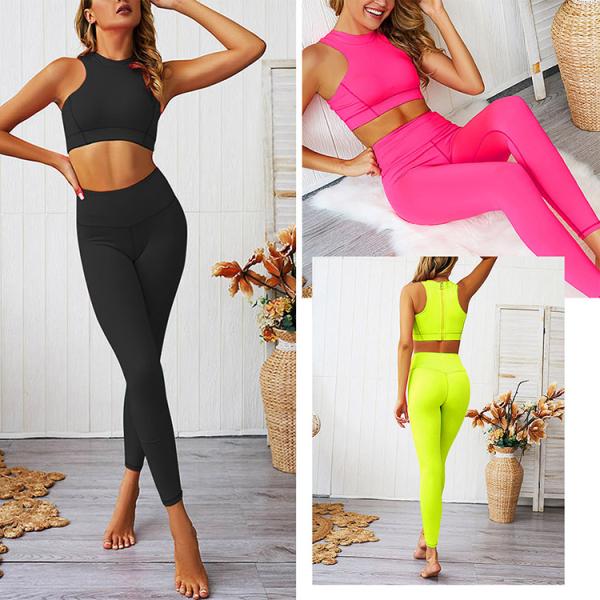 Sporty Style Women's Solid 2 Piece Yoga Gym Set for Active Women in S-L Size