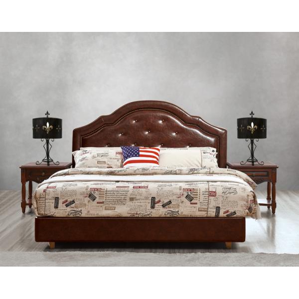 Leather Upholstered Headboard Custom Bed in hotel Guestroom king and queen size bedroom Wooden bed in High quality