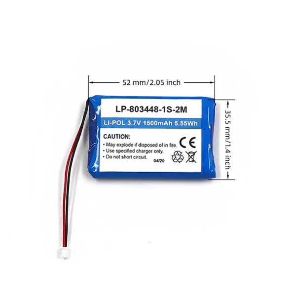 3.7V 1500mAh LiPo Battery Pack with PCM LP-803448-1S-2M