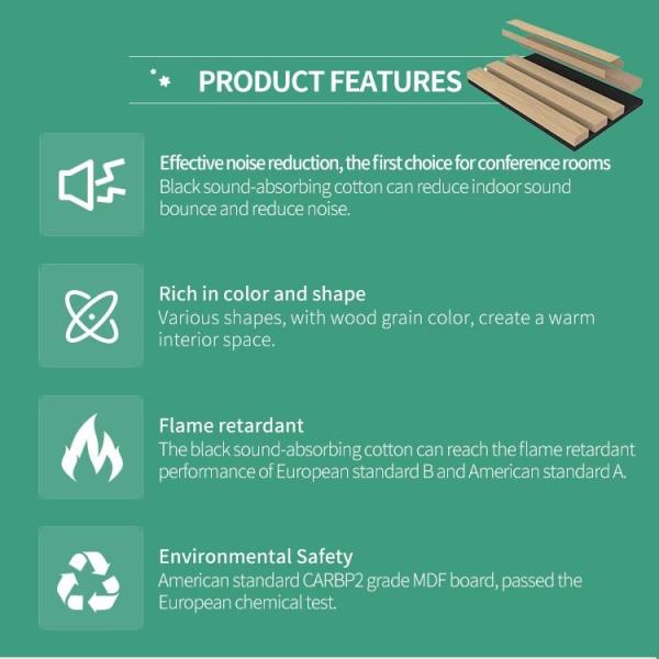 PET WPC Acoustic Wall Panels Board With Flame Retardant Insulation