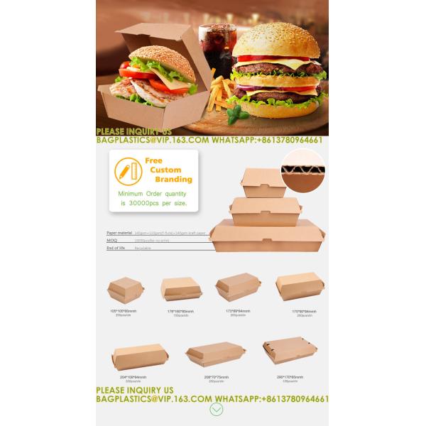 Paper Burger Box, Corrugated Hamburg Box 300gsm Paper Fast Food Disposable Paperboard 1-6 Colors Food Pack