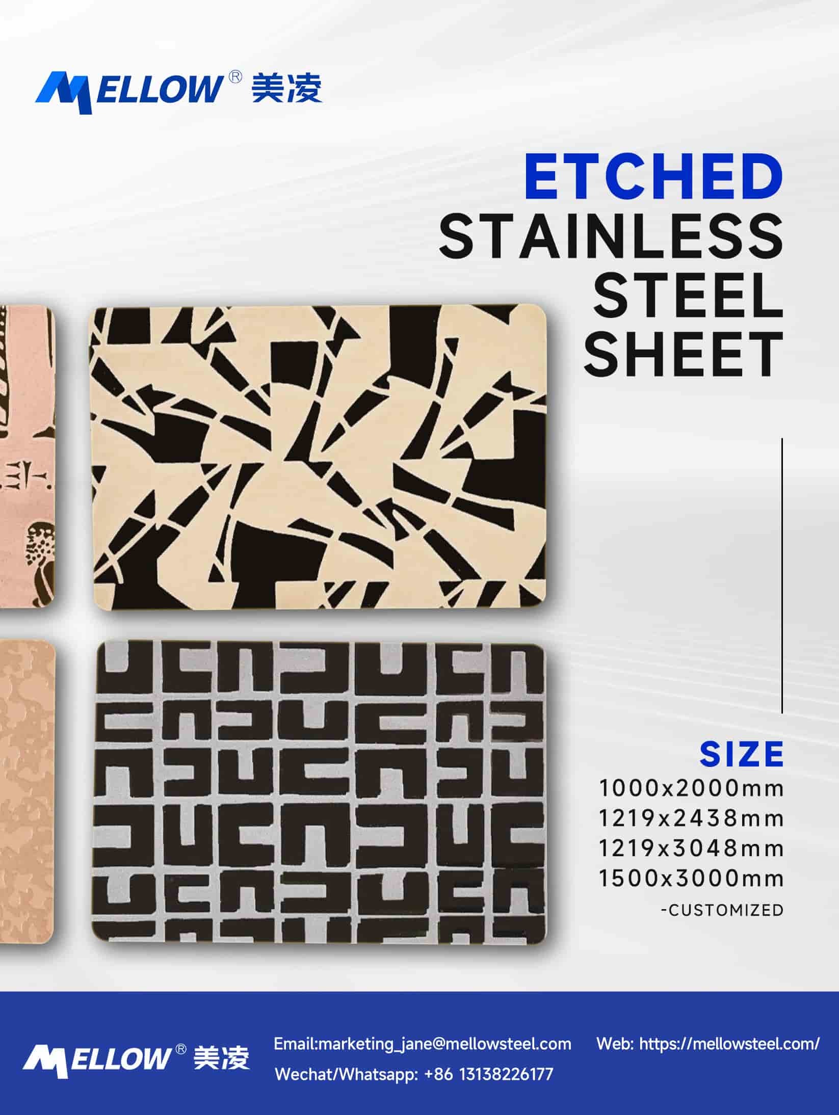 Etched Laser Cutting SS Sheet Geometric Fragmented Decorative Stainless Steel Panels