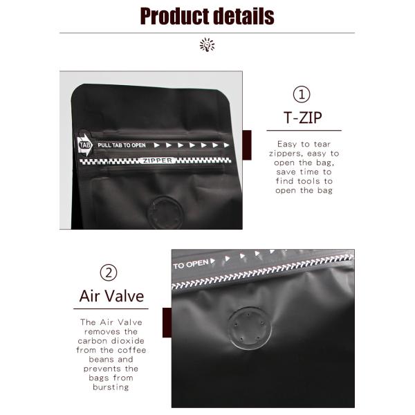 500g 1000g Coffee Packaging Bags Custom Printed Flat Bottom 200mic With Tin Tie / Valve