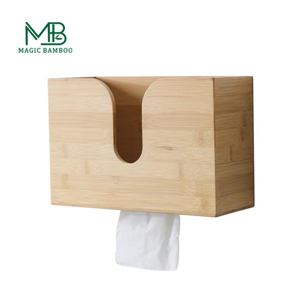 Kitchen Wall Mount Custom Clear Paper Towel Napkin Tissue Box in Natural Bamboo Color