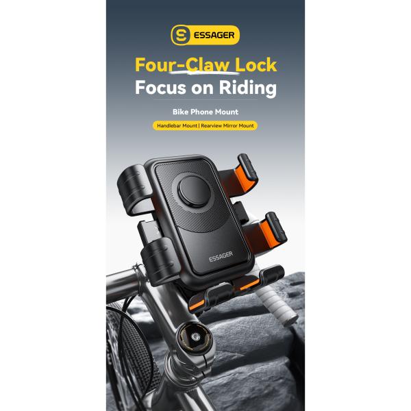 Essager ES-ZJ33 Universal 360 Adjustable Bicycle Bike Motorcycle Phone Holder With Handle and Rearview Mirror Style