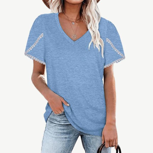 Summer Sexy Womens Short Sleeve Top in White/Black for Comfortable Daily Wear