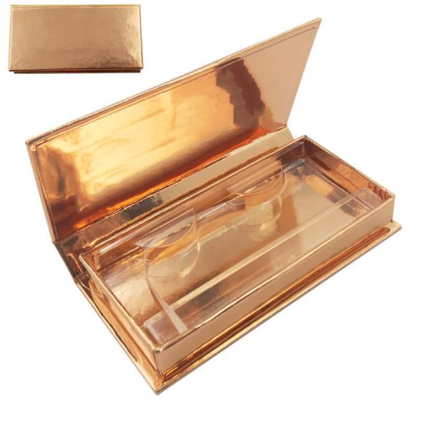 Glossy Finish Custom Magnet Flip Rigid Packaging Boxes Eyelash Cosmetics Box With Ribbon
