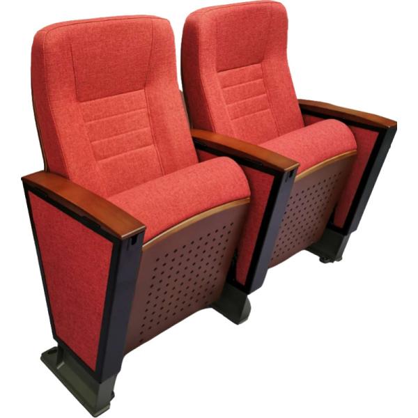 Fabric Auditorium Seating Chairs With Wooden Writing Table Pad