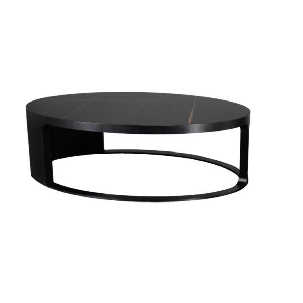Half Hollow Black Tray Top Coffee Table , Modern Marble Side Table 400mm Height