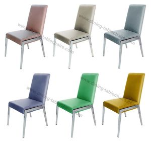 Polyurethane PU Upholstered Chromed Dining Chair Livingroom Chair Leisure Chair