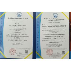 Dongguan Yuelinsen Metal Technology Co., Ltd. Certifications