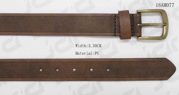 Buy Embossed Dots In Brown PU Mens Casual Belts , Mens Suit Belts With Antic Brass Buckle at wholesale prices