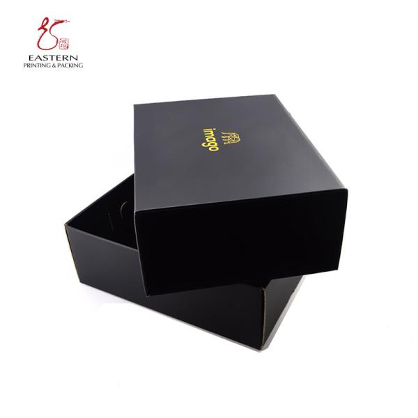 Custom Logo Black Drawer Corrugated Shoe Box - Foldable Slider Design