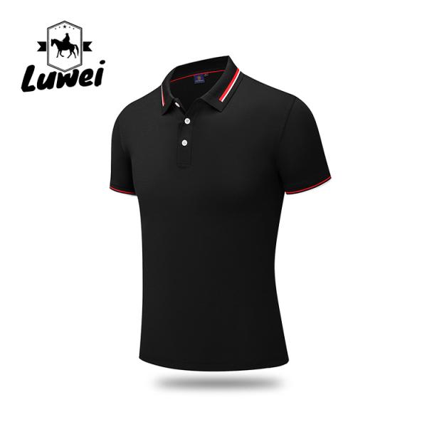 Quick Drying Embroidered Polyester Polo Shirts Textured Lapel Short Sleeve