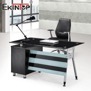 Quality Modern Manager Tempered Glass Computer Desk L Shaped Office Furniture Wholesale for sale