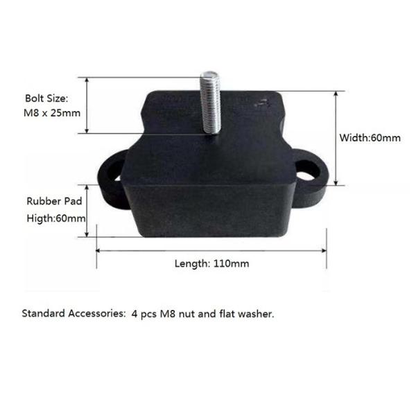 Mat Black Rubber Foot 100mm Vibration Rubber Pad Bottom Installation