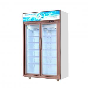 Quality Silver / Champagne Color Glass Door Freezer With 5 Layers Shelves 1100L for sale