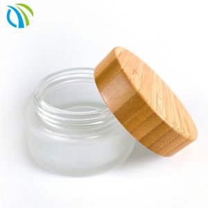 Quality 770ml Wooden Lid Glass Food Storage Jars 15g Tea Coffee Sugar Canisters BPA Free for sale