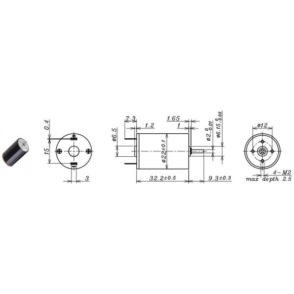 Intelligent Equipment Brushed Dc Motor 8638rpm Load Speed 12 Volt 7.3 MN.M