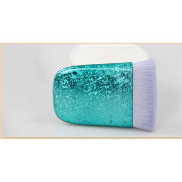 Foundation Face Kabuki Brush Glitter Blue Round Shaped Plastic Handle