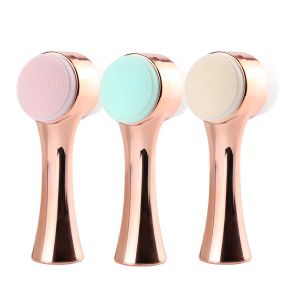 Quality Double Surface Manual Facial Cleansing Brush Soft Synthetic Hair Silicone for sale