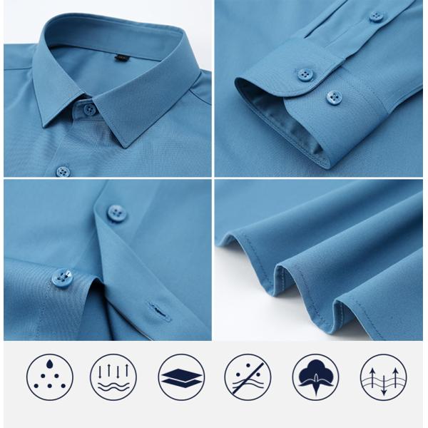 100% Cotton Men's Dress Shirts Stylish Long Sleeve T-Shirt Design in White and Navy