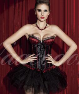 Quality Sexy dress up black and red corset with hot lace for sale
