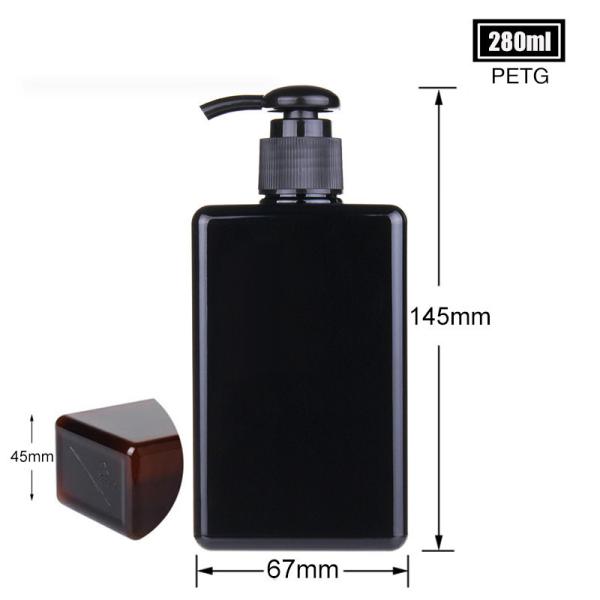 280ml Empty Lotion Bottle , Square Plastic Lotion Bottle Packaging Shampoo Usage