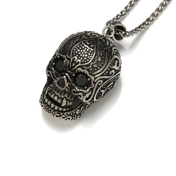 Wholesale Men Fashion Jewelry Cool Hip Hop Vintage Skull Head Pendant Necklace