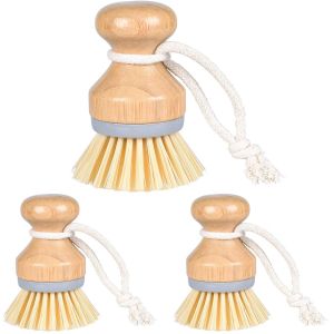 Quality ODM Bamboo Kitchen Scrub Brush Set Fiber Palm Bristles ISO9001 for sale