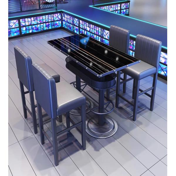 Modern Indoor Kitchen Furniture Barstool Chair Straight Back In Black Leather