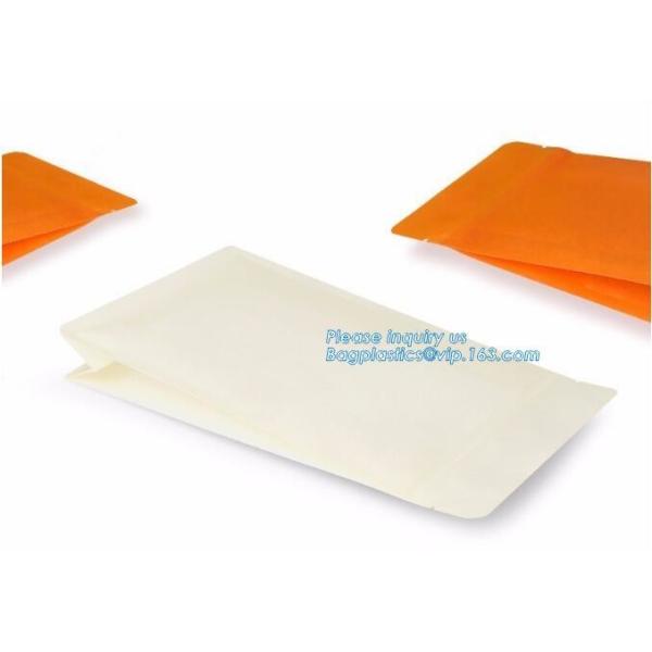 OEM Factory food grade white kraft paper bread bag for restaurant oil proof popcorn Packaging bag,paper bags with flat h