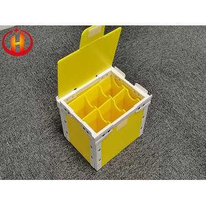 China Yellow Corrugated Plastic Packaging Boxes With Dividers Lightweight Foldable on sale