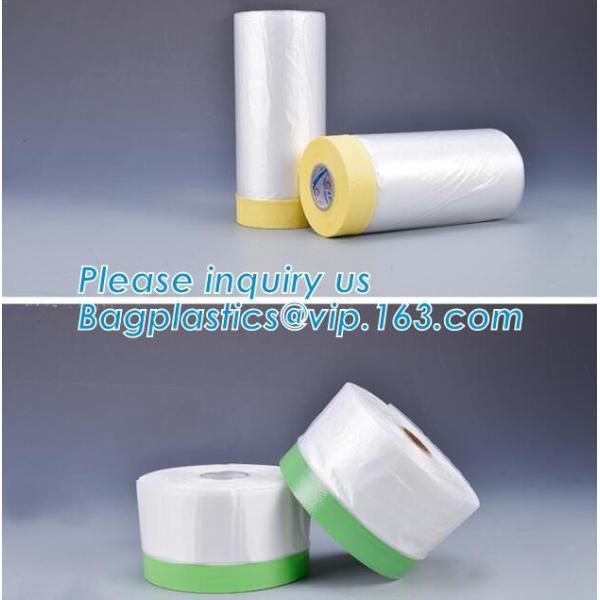 plastic register sealing cloth duct pre-taped masking film,PE material taped clear plastic masking film with dispenser