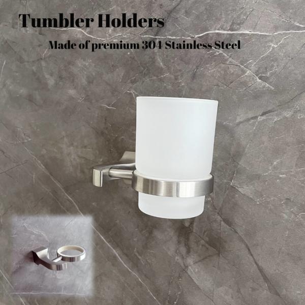 Europe Style Glass SS304 Single Toothbrush Cup Holder For Shower Room